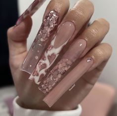 Long Square Nails, Valentines Day Nails, Punk Nails, Diy Acrylic Nails, Dope Nail Designs, Long Acrylic Nails Coffin, Acrylic Nails Coffin Pink