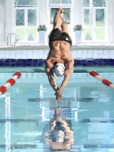 Diving by The Macneil Studio is produced with printing that covers the entirety of the canvas for a sleek and stylish museum-quality look. Our framed prints are made by expert craftsmen who strive to make each canvas the masterpiece that your home deserves. Each of our framed canvas art prints is hand-crafted and made-to-order to give it a high quality and professional appearance. To ensure the clearest, most accurate depiction of the artists' original vision, we print each work of art on bright Ap Art, Well Groomed Men, Foto Ideas Instagram, Art Prints For Sale, The Masterpiece, Artist Canvas, Indoor Pool, Hair Care Shampoo, Baby Boy Newborn