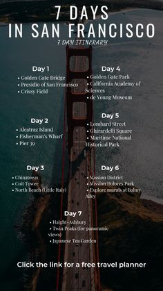 the golden gate bridge tour poster for 7 days in sanfrancicoo, california