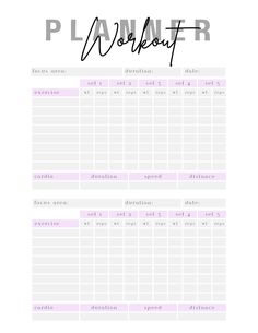 a printable workbook with the words planner written in black and pink on it