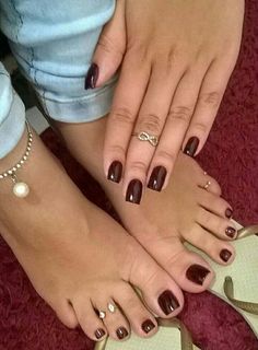 Nails Matching, Acrylic Toes, Pretty Toe Nails, Cute Toe Nails, Pink Acrylic Nails, Brown Nails, Manicure Y Pedicure, Manicure E Pedicure, Nail Polishes