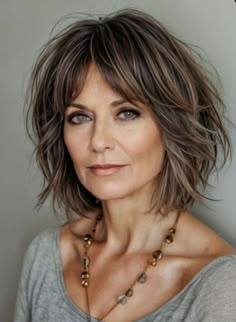 Thick Shoulder Length Hair With Bangs, Above Shoulder Bob, Hair Today Gone Tomorrow, Haircuts For Medium Length Hair, Layered Haircuts For Medium Hair, Short Shag Hairstyles, Chin Length Hair, Messy Short Hair, Blending Gray Hair