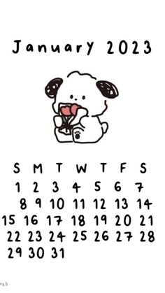 the calendar for january 2013 with a dog holding a rose in it's mouth