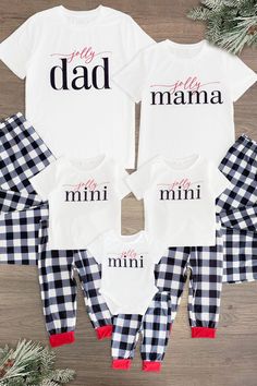 "Jolly Mini, Mama, Dad" Plaid Family Pajamas Family Holiday Pictures, Family Christmas Outfits, Christmas Pjs Family, Matching Family Christmas Pajamas, Family Christmas Pictures, Family Pajama Sets, Matching Christmas Pajamas, Christmas Pjs, Matching Family Pajamas