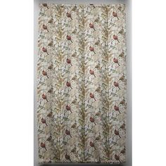 a shower curtain with birds and flowers on it