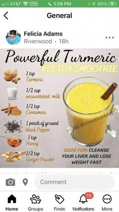 Turmeric Drink, Inflammation Recipes, Anti Inflammation Recipes, Turmeric Recipes, Health Drinks, Smoothie Drink Recipes, Healthy Drinks Smoothies, Turmeric Tea, Anti Inflammation