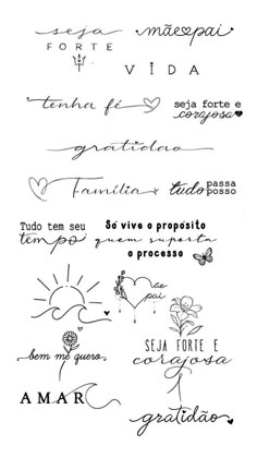 some handwriting writing on paper with different types of words and symbols in it, including the names