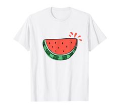 a white t - shirt with a watermelon slice drawn on it's chest