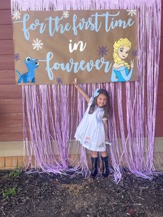 Custom Frozen Hand painted party banner  Size: 3 feet tall by 4-8 feet long (depending on option chosen). These are painted on high quality banner paper.  Please include the following in the personalization details: Wording Theme of the event, specific banner requests color choices for paint font type (script, handwritten, etc. *Choose from basic or two graphic  designs- prices are different for each! I'll email a digital mock up of your banner for final proof before painting. Please send me a m First Time In Four Ever Party, Frozen Diy Decorations, 4th Frozen Birthday Party, Frozen Winter Wonderland Party, Frozen 6th Birthday Party, Frozen Birthday Party Ideas Decorations, Summer Frozen Birthday Party, For The First Time In Four Ever Party, Frozen 4th Birthday Party Ideas