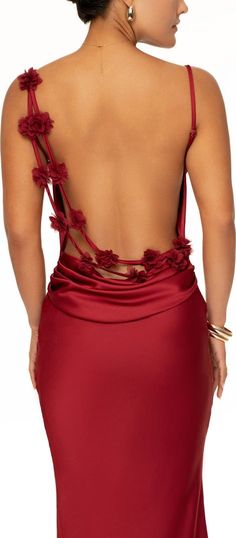 JLUXLABEL Down the Aisle Open Back Satin Gown | Nordstrom Revealing Red Dress, Liquid Satin, Night Dresses, Summer Wardrobe Essentials, Evening Gown Dresses, Open Back Dresses, Satin Gown, Date Night Dresses, Made Clothing