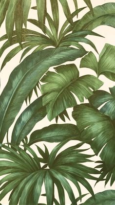 a painting of green leaves on a white background