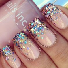 Confetti Nails Multicolor Nails, Nail Polish Bottle, Pointy Nails, Nagellack Trends, Pink Glitter Nails, New Year's Nails, Simple Nail Designs, Fabulous Nails