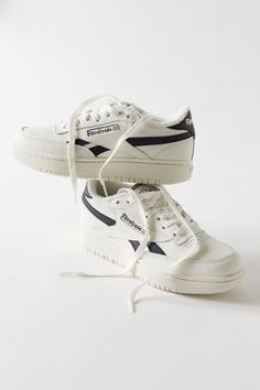 Reebok UO Exclusive Club C Double Sneaker | Urban Outfitters Womens Chunky Sneakers, Shoe Game Women, Sneakers That Go With Everything, Sneaker Inspo Women, Everyday Sneakers Women, Chunky White Sneakers Outfit, Lifestyle Sneakers Women, Shoes For Women Outfits, It Girl Shoes