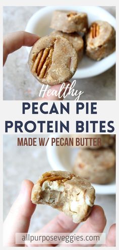 the pecan pie protein bites are made with pecan butter and they're ready to be eaten