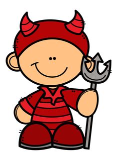 a cartoon character with horns holding a wrench