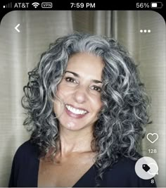 Medium Length Curly Gray Hair Over 50, Long Gray Permed Hair, Long Grey Curly Hair Over 50, Gray Curly Shag Hairstyles, Natural Gray Curly Hair, Permed Gray Hair Over 50, Long Gray Curly Hair Over 50, Shoulder Length Curly Gray Hair, Curly Hair Grey Highlights