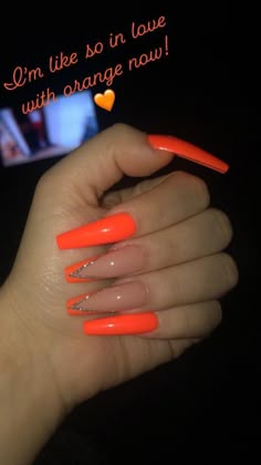 ✧follow @julianadawdyyy for more like this✧ Orange Nail, Nails Polish, Orange Nails, Dream Nails