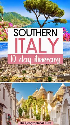 the cover of southern italy's 10 day itinerary, with text overlay