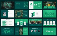 the green powerpoint presentation is displayed on a dark background with lots of different elements