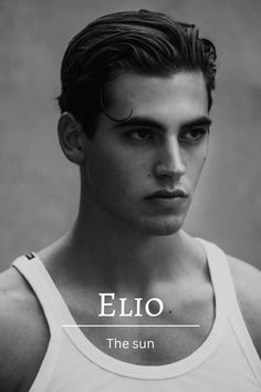 a young man wearing a tank top with the words elo on it in front of him