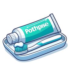 a toothbrush in a container with the word pottipse on it's side