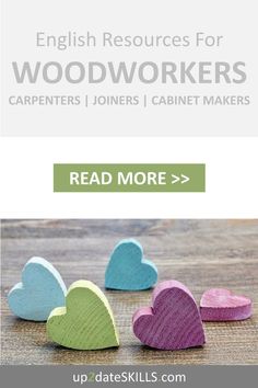 some wooden hearts sitting on top of a table with the words, english resources for woodworkers