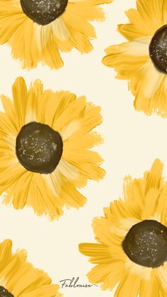 an image of sunflowers painted in yellow and brown