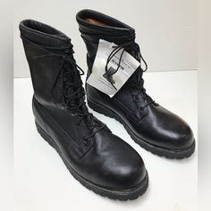 New With Tags! Men’s Bates Style 11460, Black Leather, Gore-Tex Lined, Military Boots, Size 14.5 X-Wide (Without Insulated Bootie). Leather Combat Boots With Round Toe, Leather Combat Work Boots With Round Toe, Combat Leather Work Boots With Round Toe, Leather Lace-up Combat Work Boots, Combat Style Waterproof Leather Boots With Steel Toe, Leather Combat Waterproof Boots With Vibram Sole, Combat Style Leather Waterproof Boots With Vibram Sole, Combat Work Boots With Slip-resistant Round Toe, Combat Waterproof Boots With Vibram Sole And Round Toe