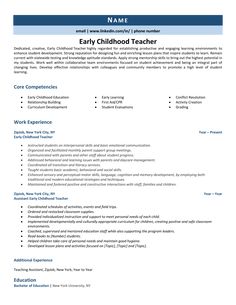 a resume for an early childhood teacher