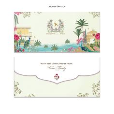 the front and back of a wedding card