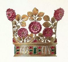 a drawing of a crown with flowers on it