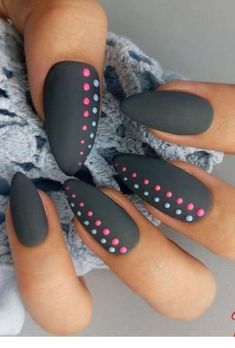 Fingernails Painted, Matte Nail Art, Colorful Nail Art, Gray Nails, Oval Nails, Nails Desing, Nails Inc, Chic Nails, Nail Polishes