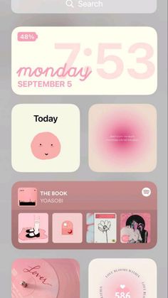 an iphone screen with various stickers on it and the words monday, november 8