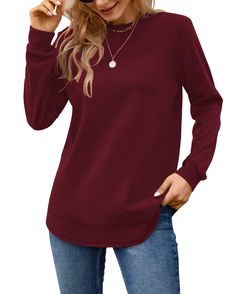 PRICES MAY VARY. ✔ 【Material】: This sweatshirts is an absolute leader in the softness field.It is made of 90% polyester and 10% spandex.It is as soft as a blanket! The material is lightweight, but still warm. ✔ 【Design】: Sweatshirts for women loose fit,long sleeves,crewneck,solid colors.The curved hem design give it just the right amount of fashion.Special double decorative lines adds more sense of design to this tunic top,the perfect length to cover your butt. ✔【 Occasion】: Casual and loose sty Puff Long Sleeve Top, Sherpa Fleece Jacket, Fall Winter Coat, Womens Sherpa, Fashion Hoodies, Puff Long Sleeves, Cold Shoulder Long Sleeve, Loose Fitting Tops, Womens Long Sleeve Shirts