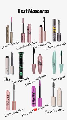 Makeup Idea For Birthday, Mascara Products Aesthetic, Mascara Wand Types, Must Have Mascara, Cute Mascara Packaging, Good Cheap Mascara, Makeup And Skincare Wishlist, Best Drugstore Mascara 2023, Good Mascara Brands