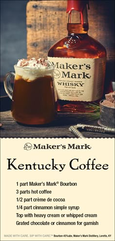 an advertisement for makers mark kentucky coffee