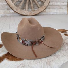 1 Unit     Width: 4 cm  Length: approx. 58cm (not including leather ties)  One size fits most. Adjustable with leather ties. Hat not included.  CA Residents: Prop 65 Warning ↗️ Cheap Pink Western Hat Bands, Feather Hat Band, Coloured Feathers, Dripping Springs, Feather Hat, Cowgirl Hats, Hat Band, Custom Hats, Springs