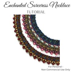 the beaded necklace is shown with instructions for how to make it