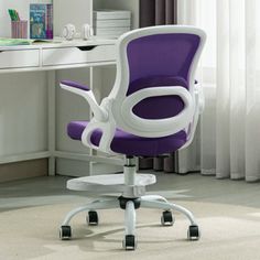 This study chair is designed for children. Let your child have a more comfortable experience while completing homework, crafts. This chair is equipped with seat height adjustment, armrest adjustment, footrest adjustment, back support, 360 degree swivel and other functions, so that your child can have the correct sitting posture, sit more comfortably and have more fun learning or creating. Inbox Zero Color: Purple | Inbox Zero 21.3" Adjustable Height Desk Chair Activity Chair Polyester / Upholste Activity Chair, Study Chair, Inbox Zero, Sitting Posture, Adjustable Height Desk, Back Support, Desk Chair, Office Ideas, Fun Learning