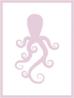 an octopus cross stitch pattern in pink and white, with the letter s on it