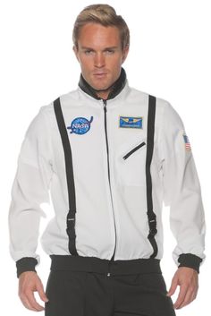 Description You have a Halloween look that will make the onlookers jealous when you put on this space commander costume! This fun and festive astronaut suit with patches is a guaranteed attention-getter and perfect for whatever your celebration has in store! Product Features: Features a white and black shiny space coat adult costume Costume features a zip front long sleeved jacket with embroidered patches Jacket designed with space patches on it Perfect for fancy dress parties Dimensions: fits men size 50 - 54 Product Specifications Weight Width Height Depth 1.00 LBS 1.00" 1.00" 1.00" Space Jacket, Space Halloween, Air Mask, White Halloween Costumes, Pilot Costume, Space Costumes, Space Patch, Astronaut Suit, Astronaut Costume