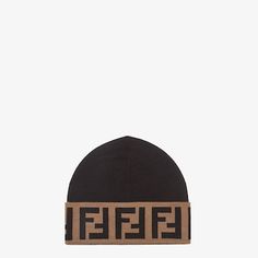 Beanie with turned-up brim. Made of black wool with contrasting black border and oversized FF intarsia motif. Made in Italy. Size S_m Black Wool Hat, Fendi Logo Design, Fendi Store, Hats Fashion, Mens Hats, Mens Hats Fashion, Fendi Logo, Beanie Black, Mens Casual Dress Outfits