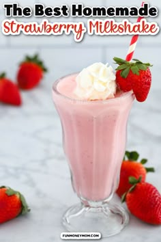 Strawberry Ice Cream Smoothie, Easy Homemade Milkshakes, Vitamix Milkshake Recipes, Berry Shake Recipes, Homemade Shakes Milkshakes