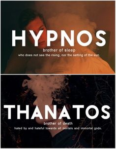 two different types of typos with the words hypnos and thanatos