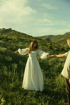 Hengrave - Sustainable Wedding Dress – The Roofer’s Granddaughter Peasant Style Wedding Dress, 70s Inspired Wedding Dresses, Wedding Dress Up, Casual Flowy Wedding Dress, Crunchy Wedding Dress, Wrap Around Wedding Dress, Wedding Dresses Dancing, Simple Linen Wedding Dress, Wedding Dress Fabric Guide