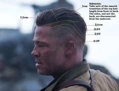 Brad Pitt Fury Hair, Brad Pitt Fury Haircut, Fury Haircut, Brad Pitt Fury, Brad Pitt Haircut, Men Haircut Undercut, Brad Pitt Hair, Hair Cut Guide