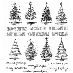 christmas tree stamps from stampin's merry and bright holiday collection, with handwritten lettering