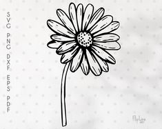 a black and white drawing of a flower with the words svg dxf