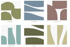 four different color variations of the same wallpapers, each with an abstract design