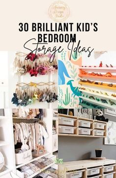 an organized bedroom storage area with drawers and clothes hanging on the wall, in front of a